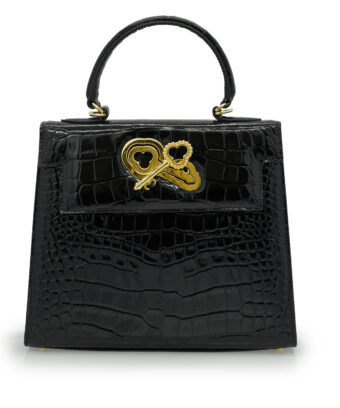 Lady Cardinal Time Keys 25 Black croc embossed  leather bag