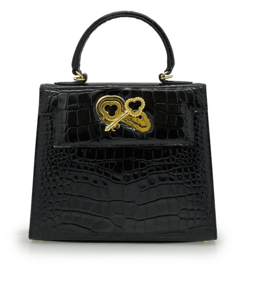 Lady Cardinal Time Keys 25 Black croc embossed  leather bag