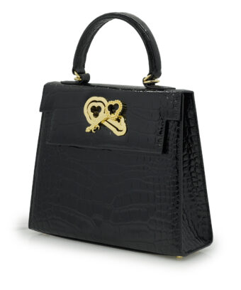 Alternative view of Lady Cardinal Time Keys 25 Black croc embossed  leather bag