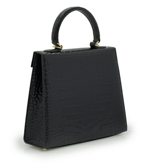 ⁦Lady Cardinal Time Keys 25 Black croc embossed  leather bag⁩ - الصورة ⁦4⁩