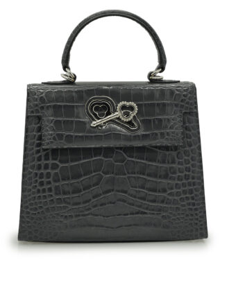 Lady Cardinal 25  Grey croc embossed  leather bag