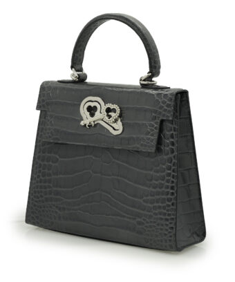 Alternative view of Lady Cardinal 25  Grey croc embossed  leather bag