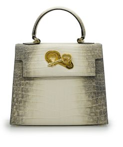Lady Cardinal 25  Himalaya beige croc embossed  leather bag