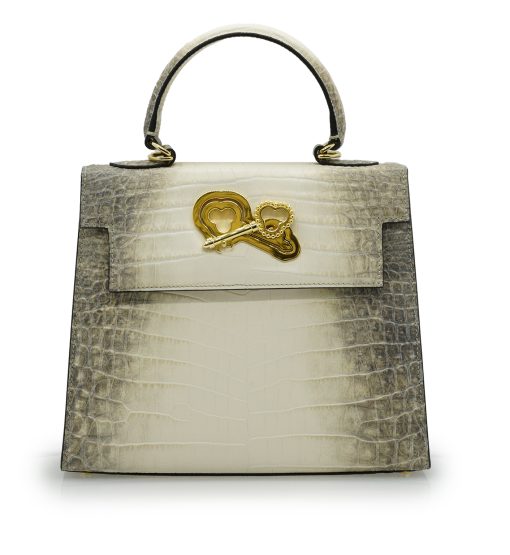 Lady Cardinal 25  Himalaya beige croc embossed  leather bag