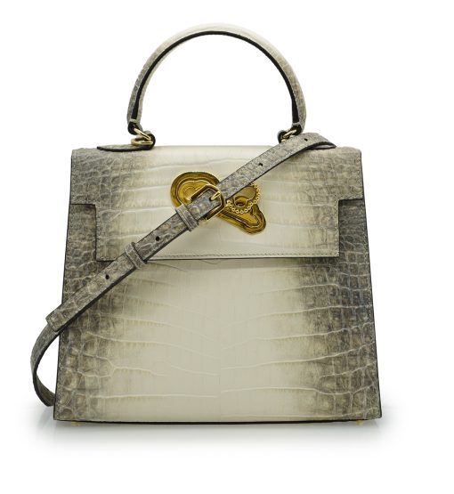 ⁦Lady Cardinal 25  Himalaya beige croc embossed  leather bag⁩ - الصورة ⁦5⁩