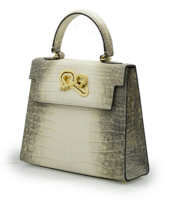 Alternative view of Lady Cardinal 25  Himalaya beige croc embossed  leather bag MTO