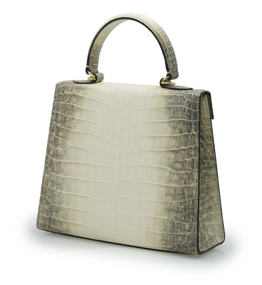 ⁦Lady Cardinal 25  Himalaya beige croc embossed  leather bag⁩ - الصورة ⁦4⁩