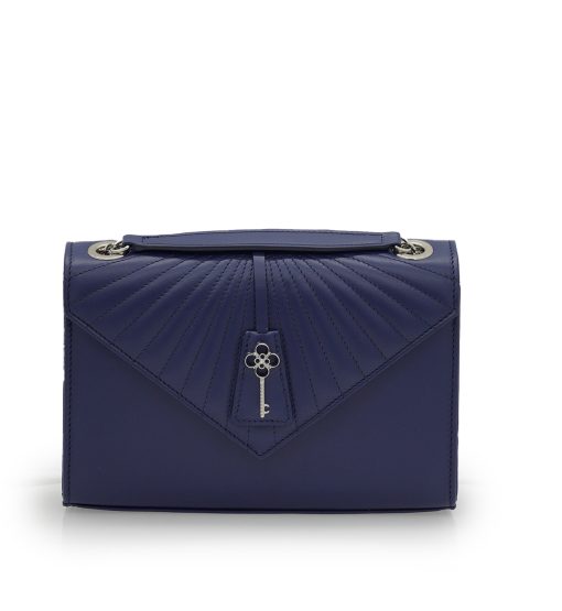 ⁦Milady blue navy color plain leather chain bag⁩ - الصورة ⁦6⁩