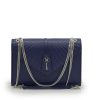 Milady blue navy color plain leather chain bag