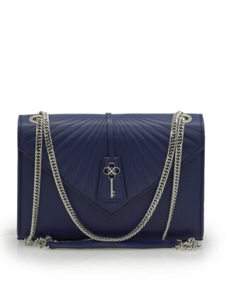 Milady blue navy color plain leather chain bag