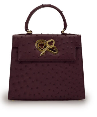 Lady Cardinal Time Keys 25 Burgundy Ostrich leather bag
