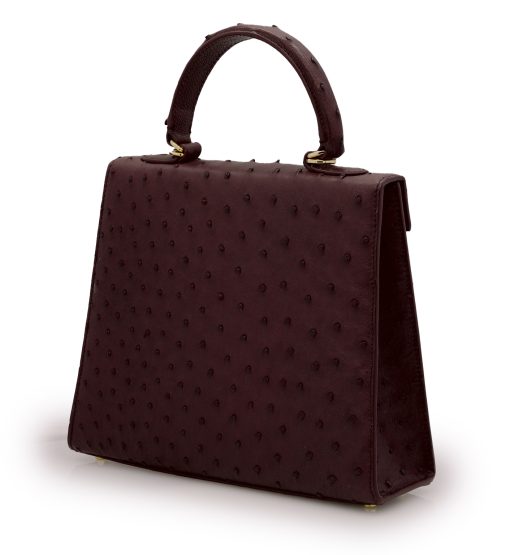⁦Lady Cardinal Time Keys 25 Burgundy Ostrich leather bag⁩ - الصورة ⁦4⁩