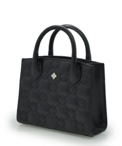 Cardinal Black quilted leather small tote bag 03