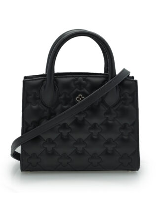 Black quilted leather small tote bag