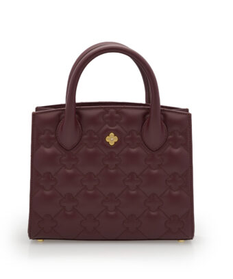 Burgundy quilted leather small tote bag