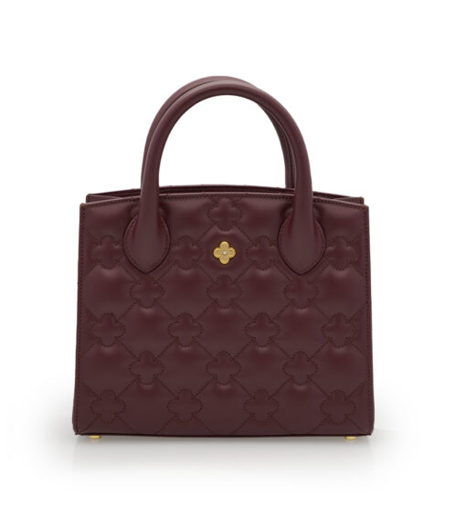 Burgundy quilted leather small tote bag