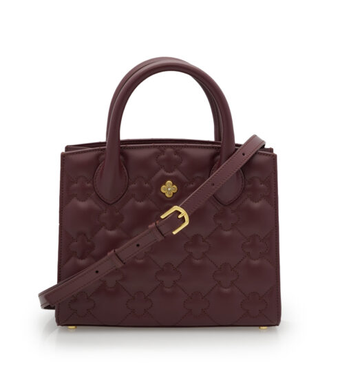 ⁦Burgundy quilted leather small tote bag⁩ - الصورة ⁦5⁩