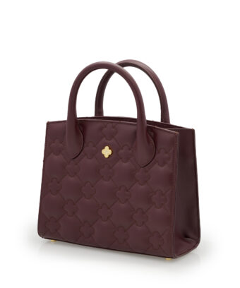 Alternative view of Burgundy quilted leather small tote bag