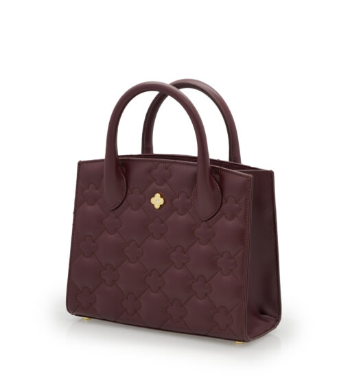 ⁦Burgundy quilted leather small tote bag⁩ - الصورة ⁦2⁩