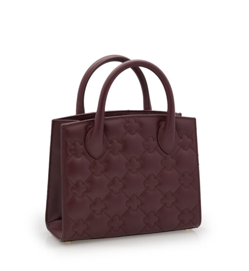 ⁦Burgundy quilted leather small tote bag⁩ - الصورة ⁦3⁩