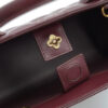 Cardinal Burgundy quilted leather small tote bag 06