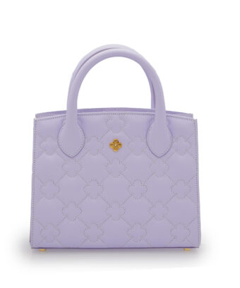 Lilac quilted leather small tote bag