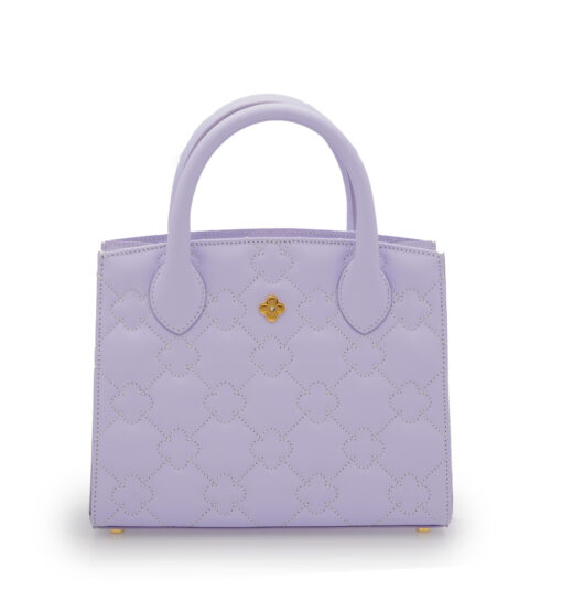 Lilac quilted leather small tote bag