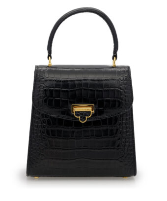 Tiffany Black croc embossed leather handbag
