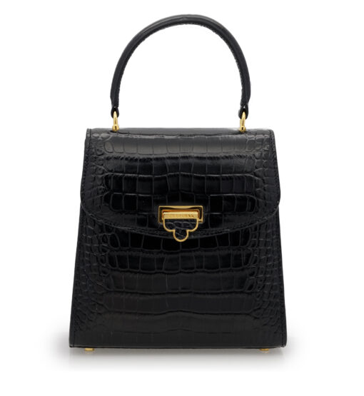Tiffany Black croc embossed leather handbag