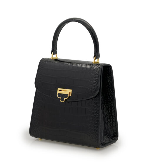 ⁦Tiffany Black croc embossed leather handbag⁩ - الصورة ⁦2⁩