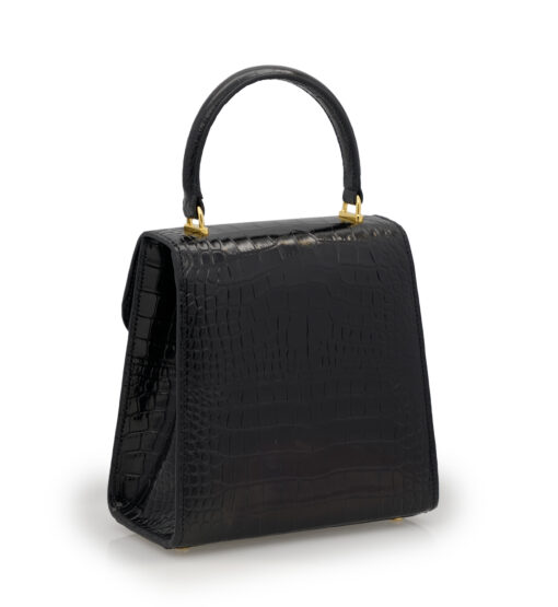⁦Tiffany Black croc embossed leather handbag⁩ - الصورة ⁦3⁩