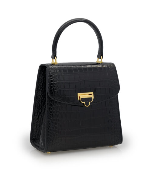 ⁦Tiffany Black croc embossed leather handbag⁩ - الصورة ⁦4⁩