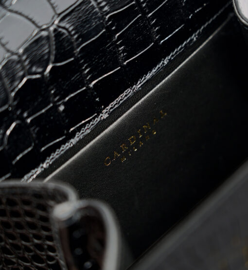⁦Tiffany Black croc embossed leather handbag⁩ - الصورة ⁦6⁩