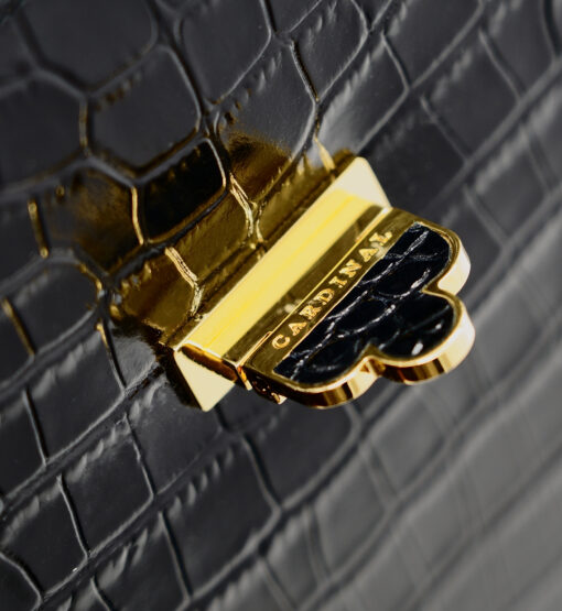 ⁦Tiffany Black croc embossed leather handbag⁩ - الصورة ⁦7⁩