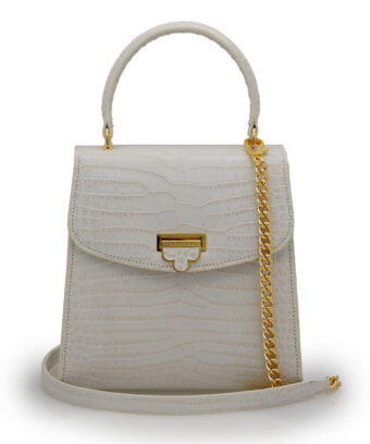 Tiffany Ivory croc embossed leather handbag