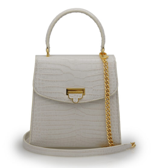 Tiffany Ivory croc embossed leather handbag