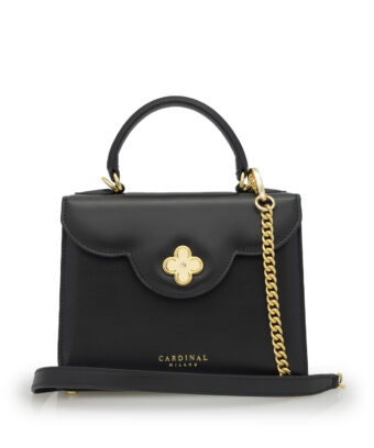 First Lady small black plain leather handbag