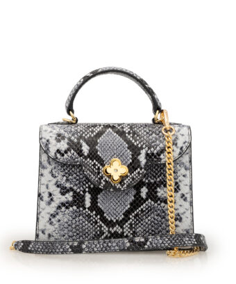 First Lady small grey python embossed leather handbag
