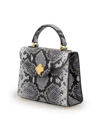 Alternative view of First Lady small grey python embossed leather handbag