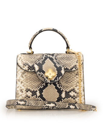 First Lady small stone python embossed leather handbag
