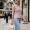 First Lady Small Pink Plain Calf Leather Handbag - Image 7