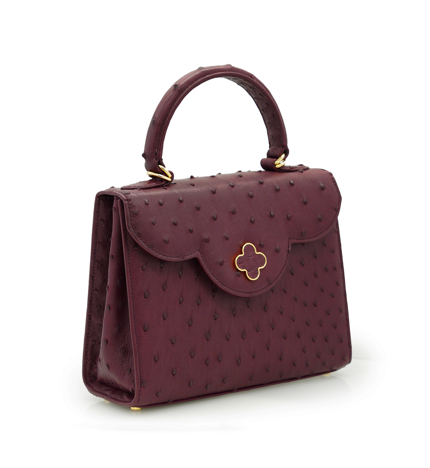 Cardinal Milano First Lady Burgundy ostrich leather handbag MTO – First Lady Burgundy ostrich leather handbag MTO - Image 3