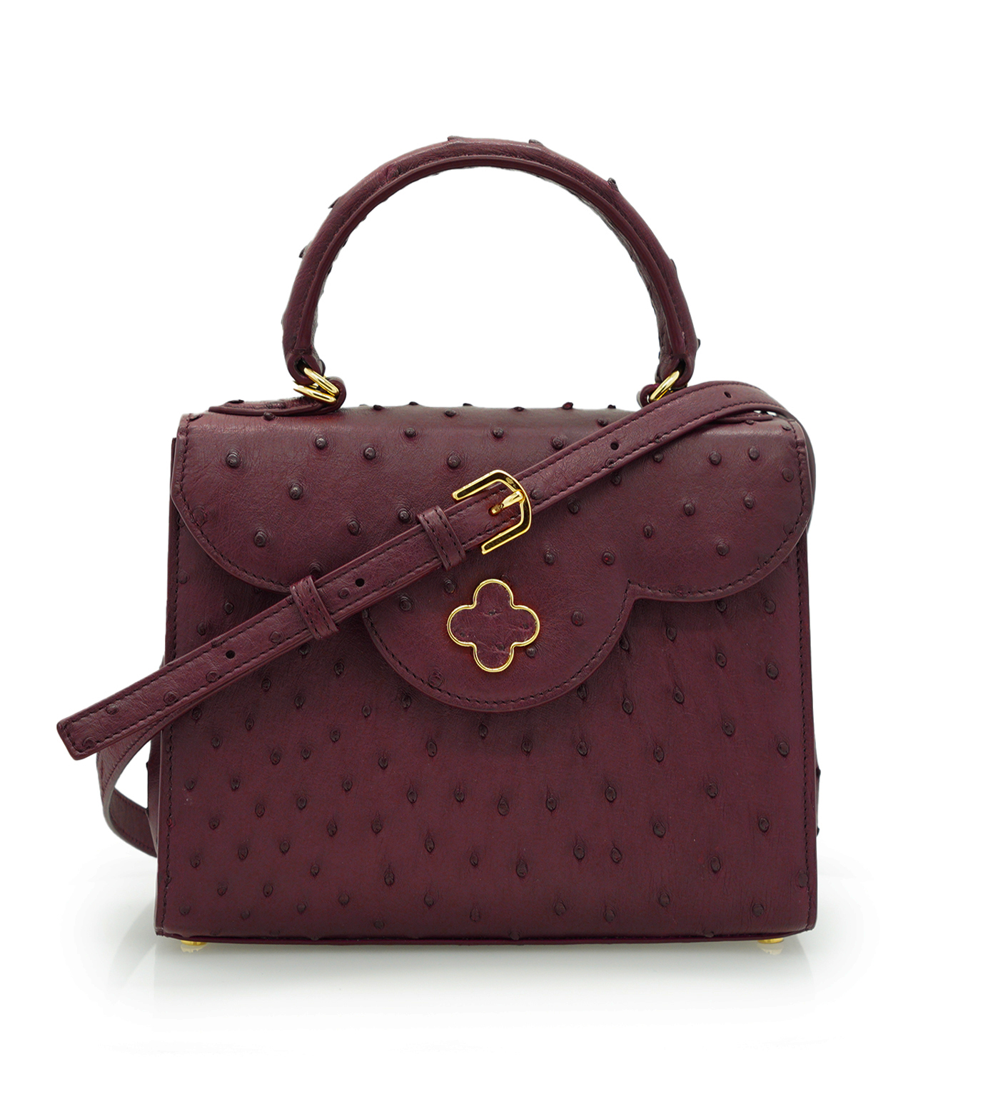Cardinal Milano First Lady Burgundy ostrich leather handbag MTO – First Lady Burgundy ostrich leather handbag MTO - Image 7