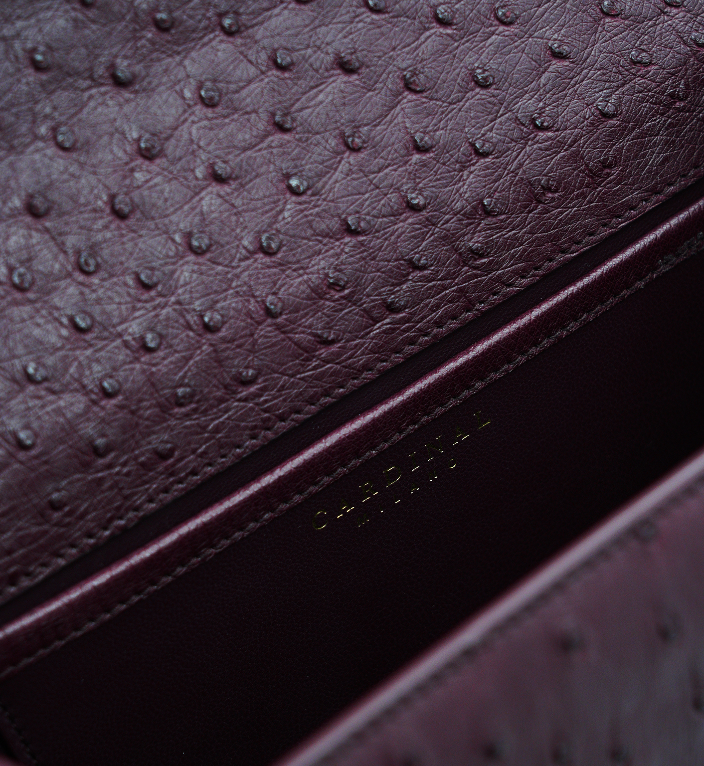 Cardinal Milano First Lady Burgundy ostrich leather handbag MTO – First Lady Burgundy ostrich leather handbag MTO - Image 8