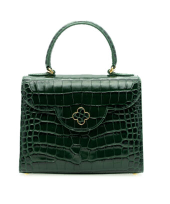 First Lady Green croc embossed  leather bag