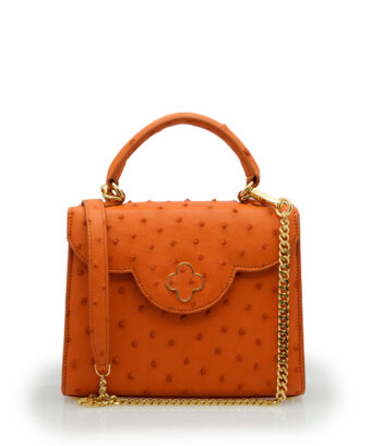 First Lady Small Orange Ostrich Leather Handbag