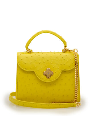 First Lady Small Yellow Ostrich Leather Handbag