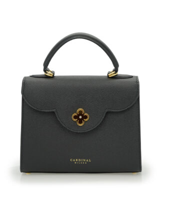 First Lady Black Textured Calf Leather Handbag