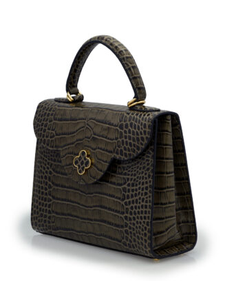 Alternative view of First Lady Grey Crocodile-Embossed Calf Leather Handbag