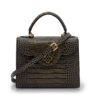 First Lady Grey Crocodile-Embossed Calf Leather Handbag – by Cardinal Milano – luxury italian design